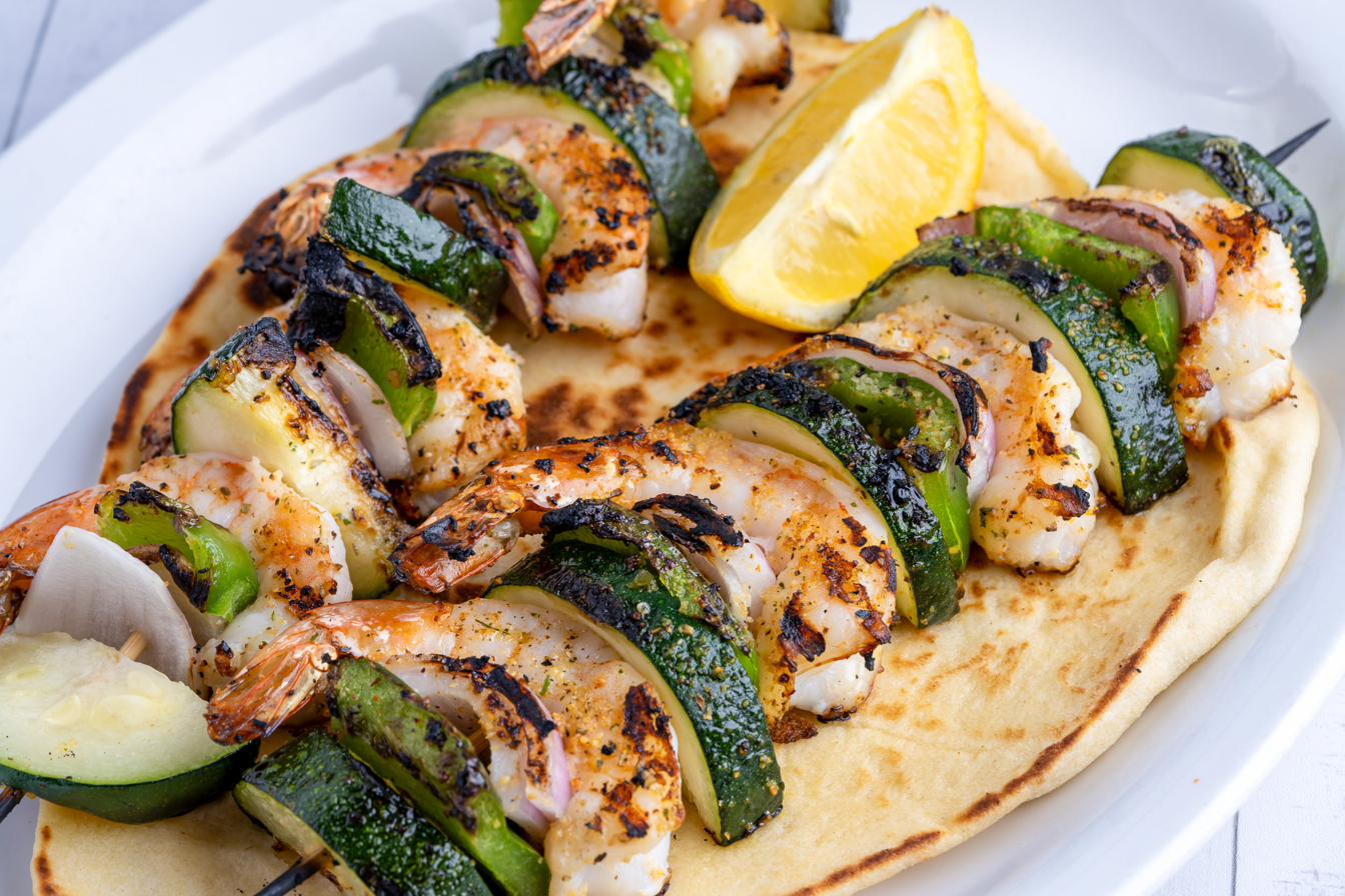 Sami's signature shrimp skewers