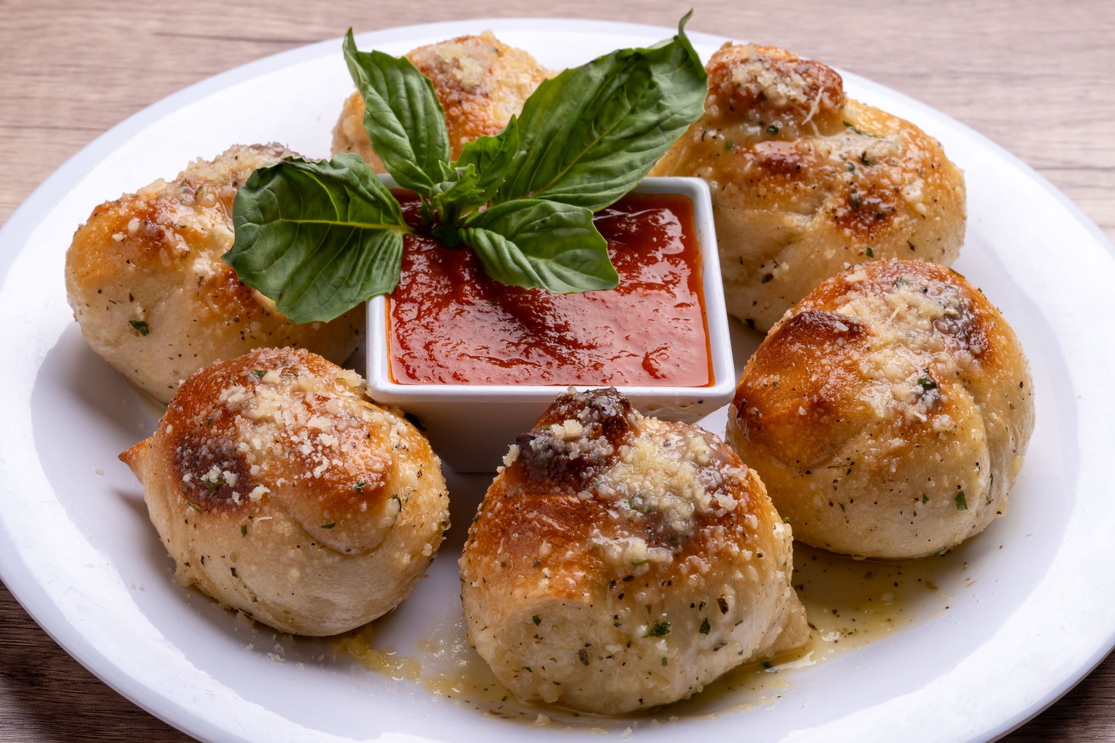 Sami's garlic rolls with marinara dipping sauce